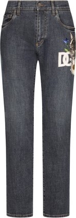 Dolce & Gabbana Slim-fit stretch denim jeans with patch - ShopStyle