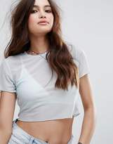 Thumbnail for your product : Glamorous Cropped T-Shirt With Frill Hem