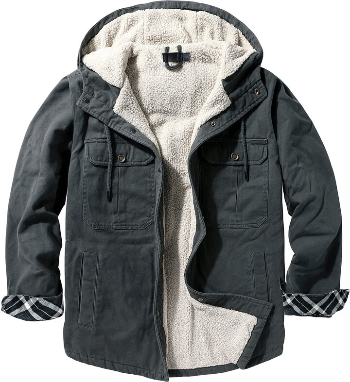 Generic Men's Fleece Sherpa Lined Coats Cotton Button Down