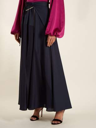 Roksanda Misha Drawstring Maxi Skirt - Womens - Navy