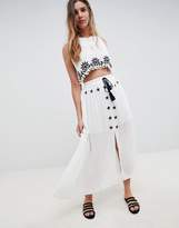 Thumbnail for your product : Glamorous Embroidered Skirt With Tassle Ties Co-Ord