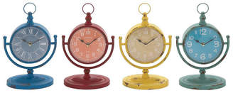 Uma Enterprises Set Of 4 Shabby Chic Rustic Iron Color Table Clocks
