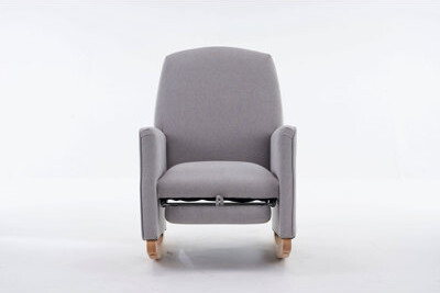 Latitude Run Cotton Linen Fabric Nursery Rocking Chair With Adjustable Footrest For Home