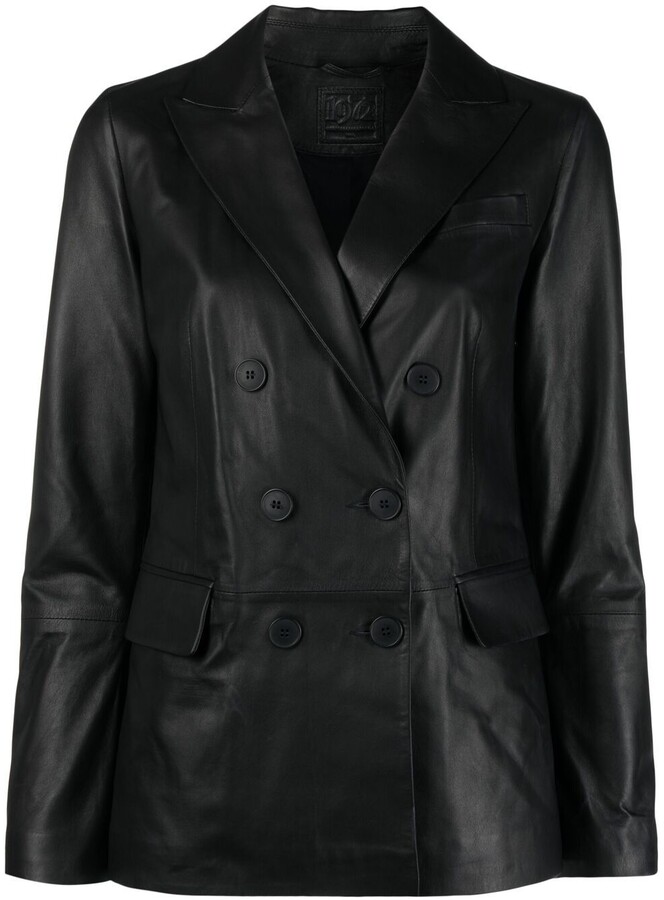double breasted leather jacket womens