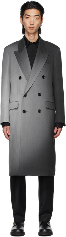 M&S&W Men Business Wool Blend Single Breasted Long Trench Overcoat Topcoats 