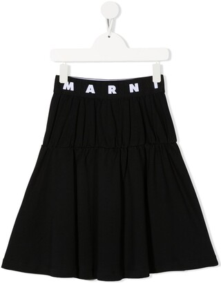 Marni Kids Logo Embroidered Shift Skirt