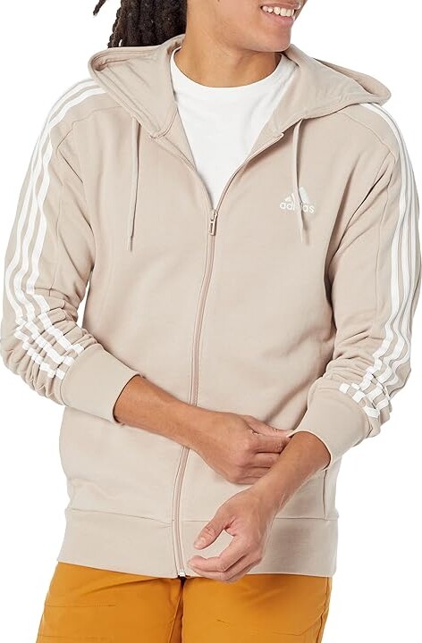 adidas Essentials French Terry 3-Stripes Full Zip Taupe/White) Men's Clothing ShopStyle