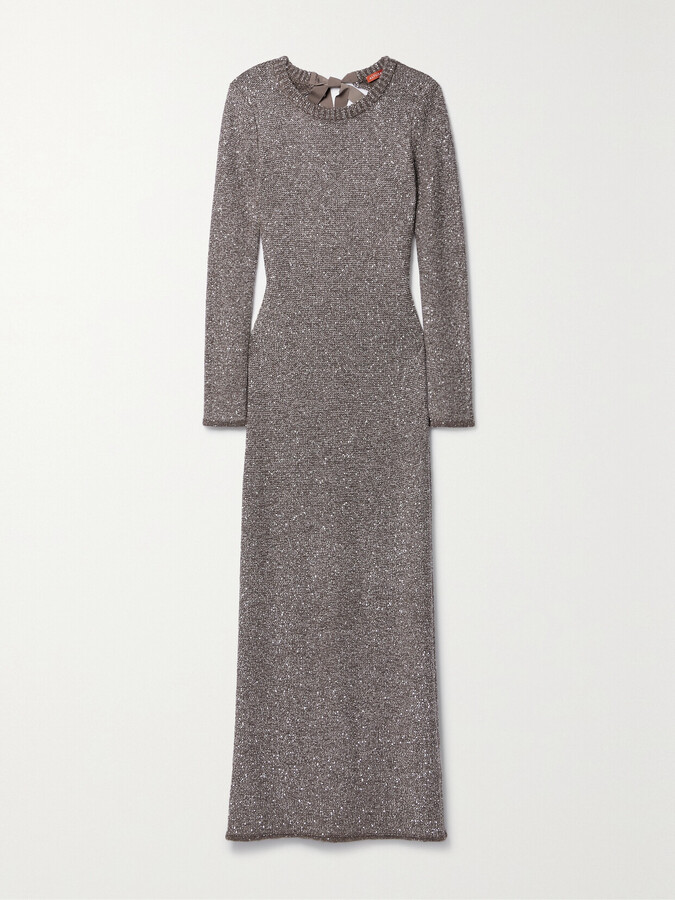 Altuzarra Cindy Open-back Sequined Stretch-knit Maxi Dress - Brown