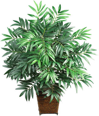 Asstd National Brand Nearly Natural Bamboo Palm Silk Plant with Wicker Basket