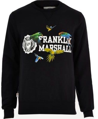 River Island MensBlack Franklin & Marshall print sweatshirt