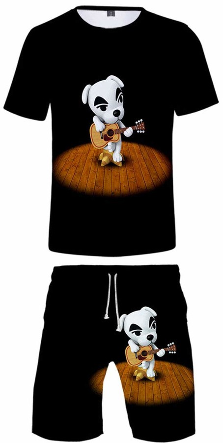 Silver Basic Mens Tracksuit Animal Crossing T Shirt and Shorts Summer Set Casual Sportswear Outfit Tshirt Nice Gift for Video Game Fans