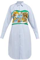 Thumbnail for your product : Junya Watanabe Bustier Cotton-poplin Shirtdress - Womens - Blue Multi