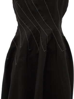 Marni Topstitched Ramie-blend Crepe Midi Dress - Black