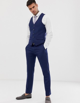 Harry Brown slim fit semi plain navy waistcoat