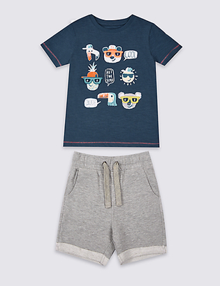 Marks and Spencer 2 Piece T-Shirt & Shorts Outfit (3 Months - 5 Years)