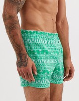 Thumbnail for your product : ASOS DESIGN Christmas woven boxer short in green with alien fairisle print