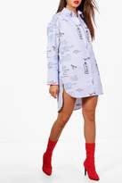 Thumbnail for your product : boohoo Oversized Slogan Printed Shirt Dress