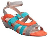 Thumbnail for your product : Rebecca Minkoff turquoise and orange suede cutout ankle strap 'Nella' wedge sandals
