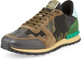 Thumbnail for your product : Valentino Rockstud Camo-Print Sneaker, Green