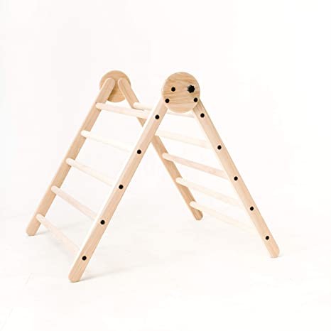 Homi Baby Climbing Triangle - Folds Up for Easy Storage - Made with Ethically Harvested Organic Hickory Hardwood in The USA (Cast Iron Black)