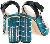 Thumbnail for your product : Marco De Vincenzo Multicolor Satin and Leather Butterfly Web Ankle Strap Sandals Size 37