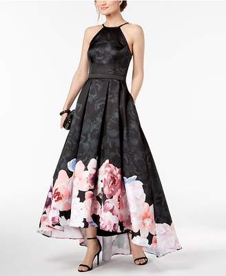 Xscape Evenings Floral-Print High-Low Gown