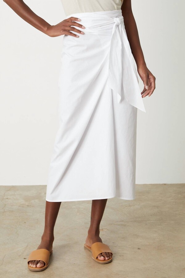 Velvet by Graham & Spencer Leena Cotton Tie Front Skirt In White