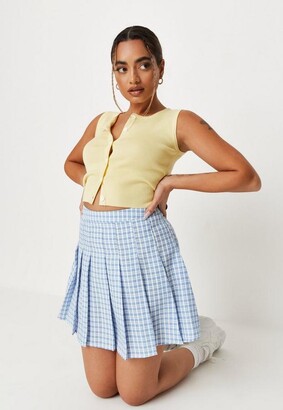 gingham skirt blue