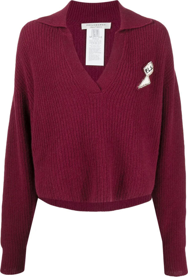 Philosophy di Lorenzo Serafini Logo-Patch Chunky-Knit Jumper