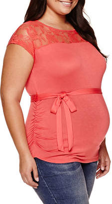 Asstd National Brand Maternity Sleeveless Lace-Yoke Tee - Plus