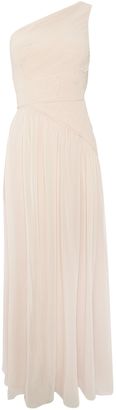 JS Collections One shoulder rouched chiffon dress