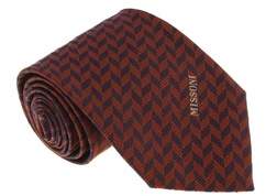 Missoni U5033 Orange/black Herringbone 100% Silk Tie