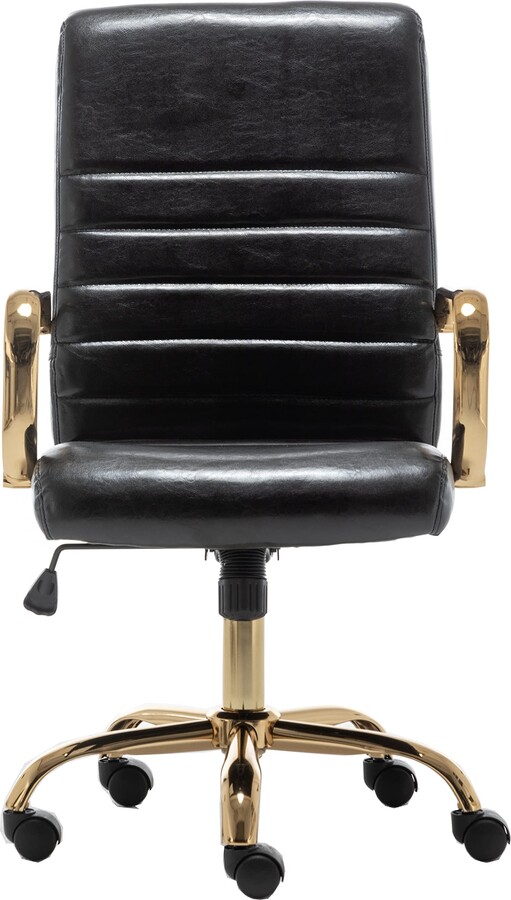 BTEXPERT Brown Vintage Faux Leather Adjustable Home Office Golden Arms Exectuive Chair High Back Manager Desk Armchair