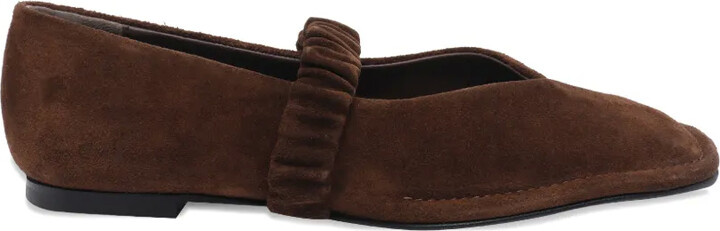 ALOHAS Square-Toe Ruched Ballet Flats