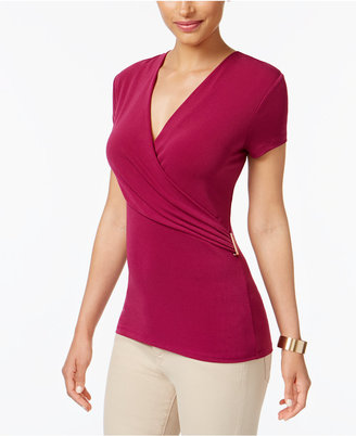 Charter Club Embellished Faux-Wrap Top, Created for Macy's