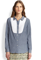 Thumbnail for your product : Kate Spade Contrast Bib Button-Front Shirt