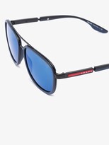 Thumbnail for your product : Prada Eyewear - Blue Linea Rossa Aviator-Style Sunglasses