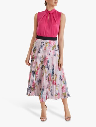 Fenn Wright Manson Petite Orianne Floral Print Midi Skirt, Raspberry Print