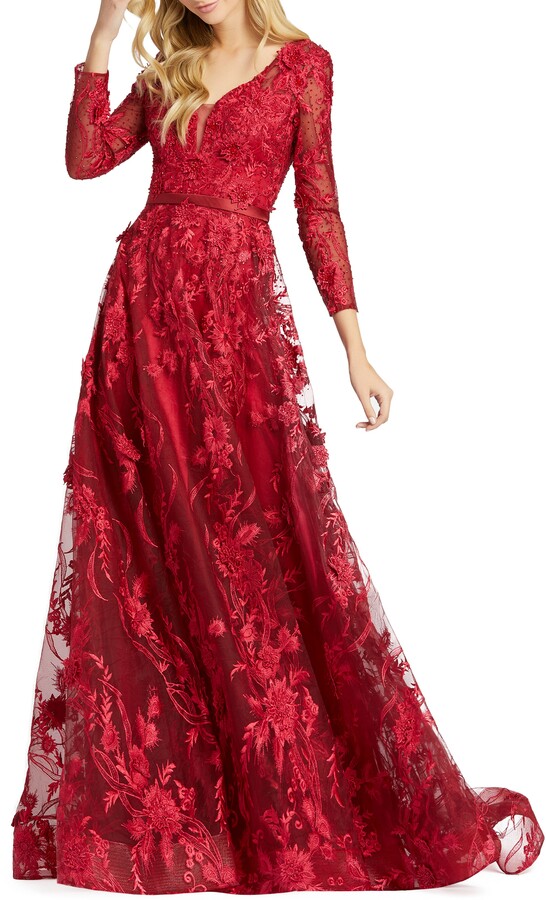 red fancy gown