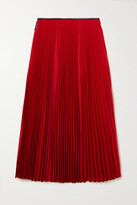 Thumbnail for your product : Peter Do Squid Pleated Leather-trimmed Twill Midi Skirt