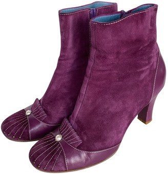 purple suede ankle boots