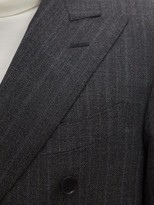 Thumbnail for your product : Caruso Double-breasted Peak-lapel Pinstriped Wool Jacket - Grey