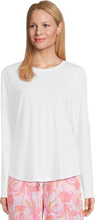 Lilly Pulitzer Westley T-Shirts Women's T Shirt Resort White : XS, Polyester/Rayon