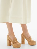 Thumbnail for your product : Gianvito Rossi Louise 70 Moccasin Suede Platform Pumps - Beige