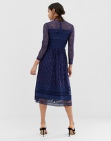 Thumbnail for your product : ASOS Tall DESIGN Tall Premium lace midi skater dress in navy