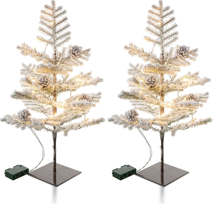 Glitzhome 2' PreLit Upward Wrapped Flocked Pine Artificial Christmas