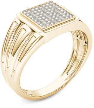Zales Men's 1/5 CT. T.W. Composite Diamond Square Signet Ring in 14K Gold
