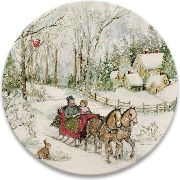 CoasterStone Snowy Sleigh Holiday Drink Coaster Set