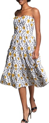 Dress the Population Annie Floral Embroidered Strapless Dress