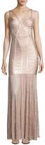 Thumbnail for your product : Herve Leger Sleeveless Metallic Plissé Bandage Gown, Pink